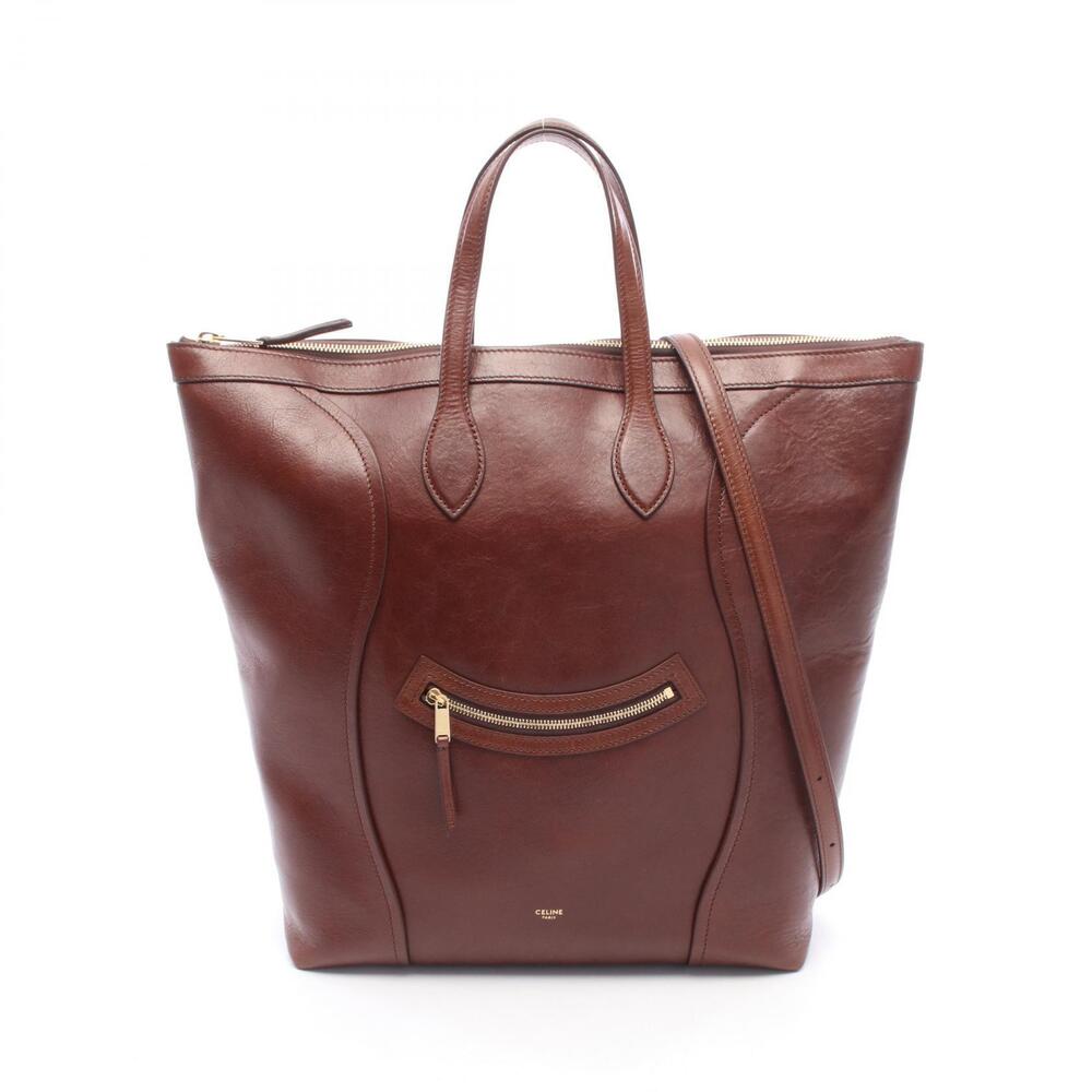 Celine Vertical Cabas Luggage Tote Bag Leather Brown New